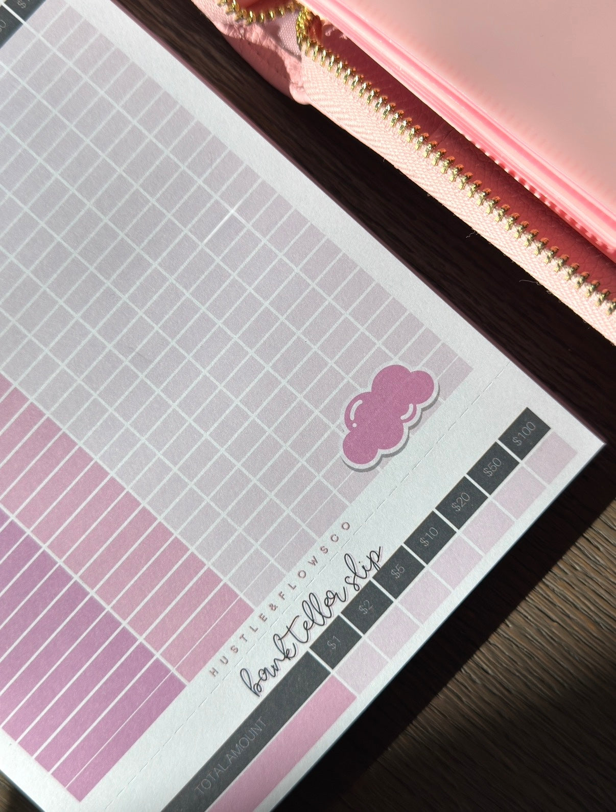 Pink 2-in-1 A6 Cash Planning Sheet + Bank Teller Tear-Off