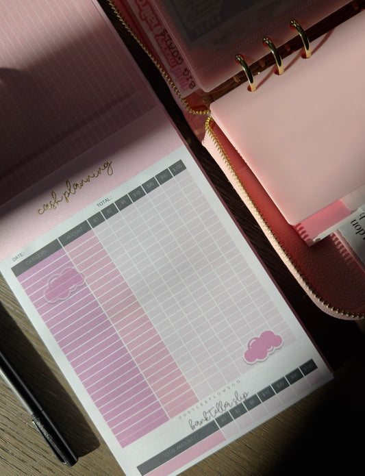 Pink 2-in-1 A6 Cash Planning Sheet + Bank Teller Tear-Off